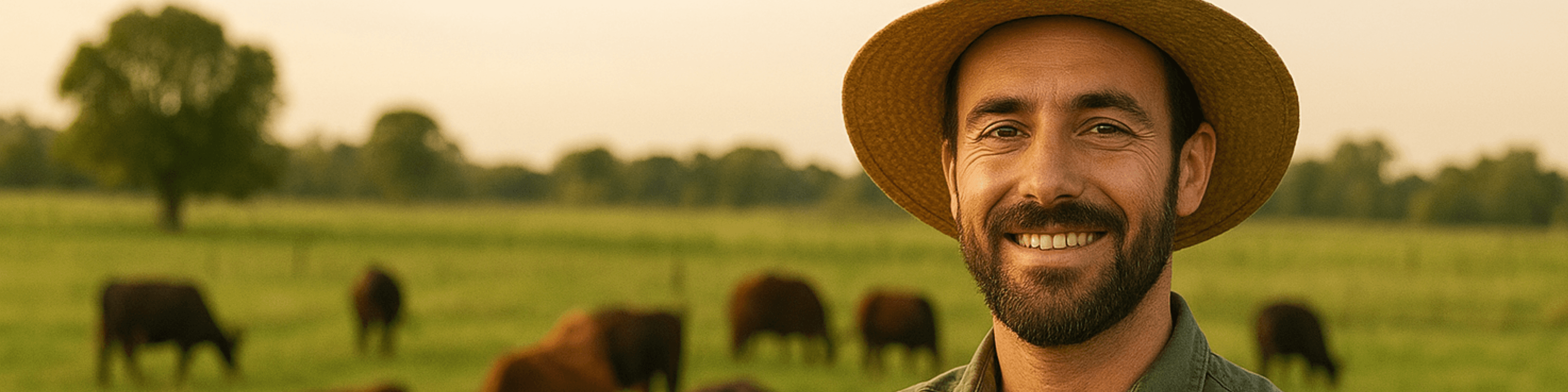 Happy farm animals in the field